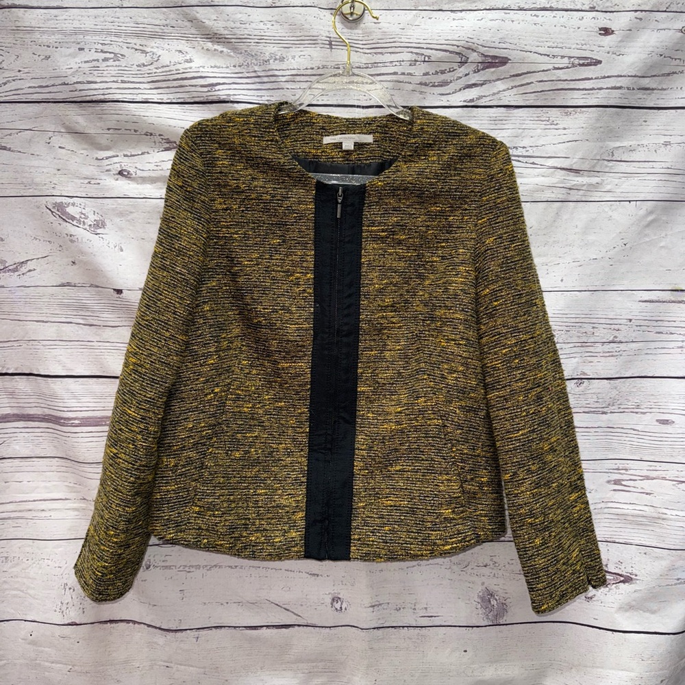 Gap Women's Tweed Jacket - Mustard and Black Size XS